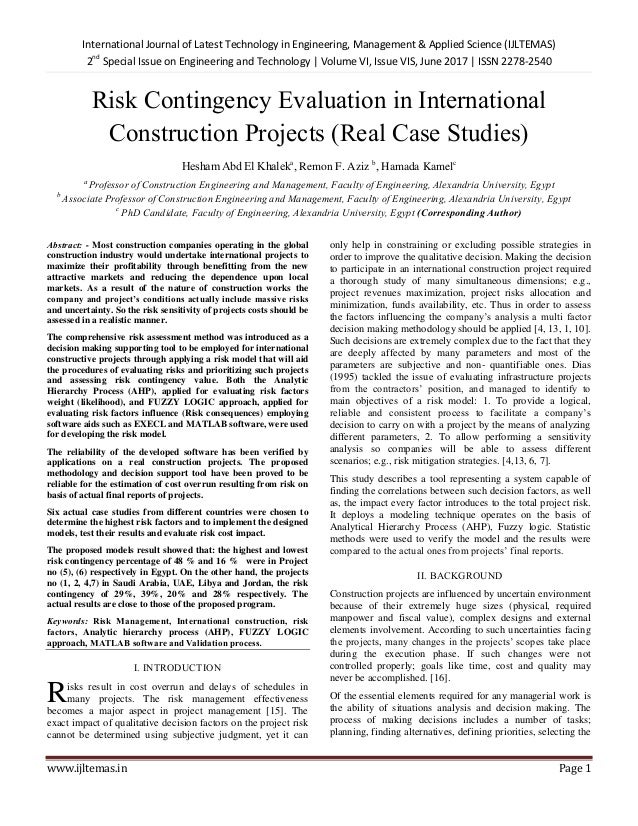 construction project risk management case studies